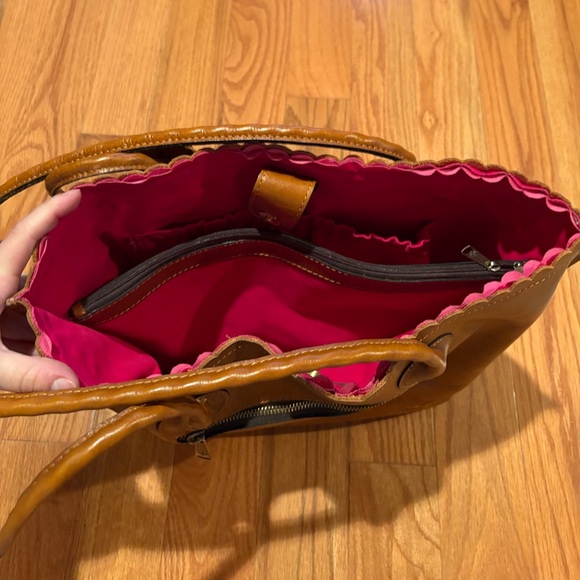 Patricia Nash Brown Die Cut Leather Tote - Perfect Condition! - Picture 3 of 4